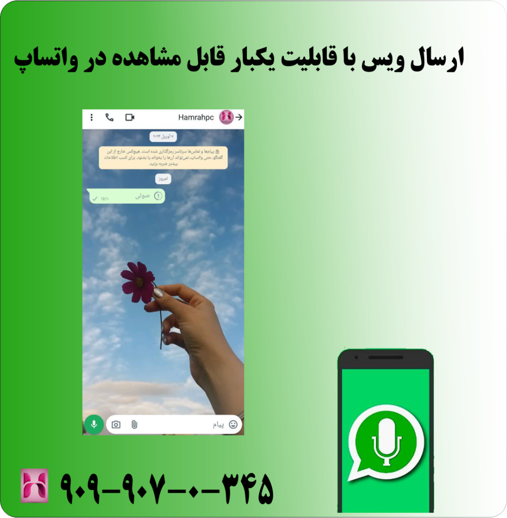 ارسال ویس با قابلیت یکبار قابل مشاهده در واتساپ ارسال ویس با قابلیت یکبار قابل مشاهده در واتساپ