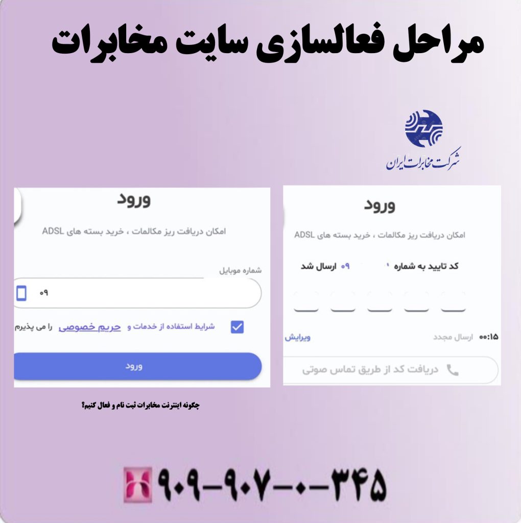 مراحل فعالسازی سایت مخابرات مراحل فعالسازی سایت مخابرات