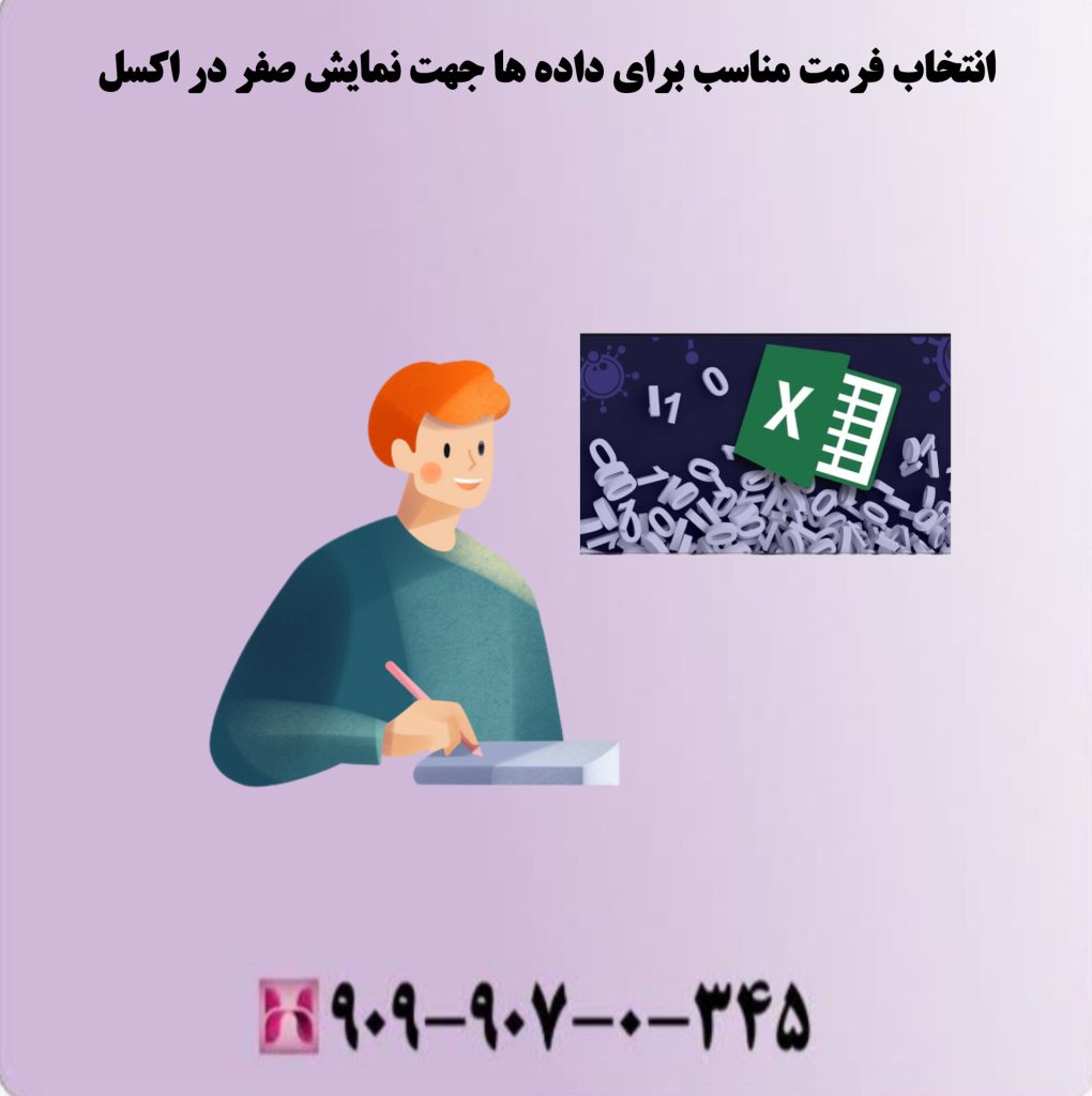 انتخاب فرمت مناسب برای داده ها جهت نمایش صفر در اکسل انتخاب فرمت مناسب برای داده ها جهت نمایش صفر در اکسل