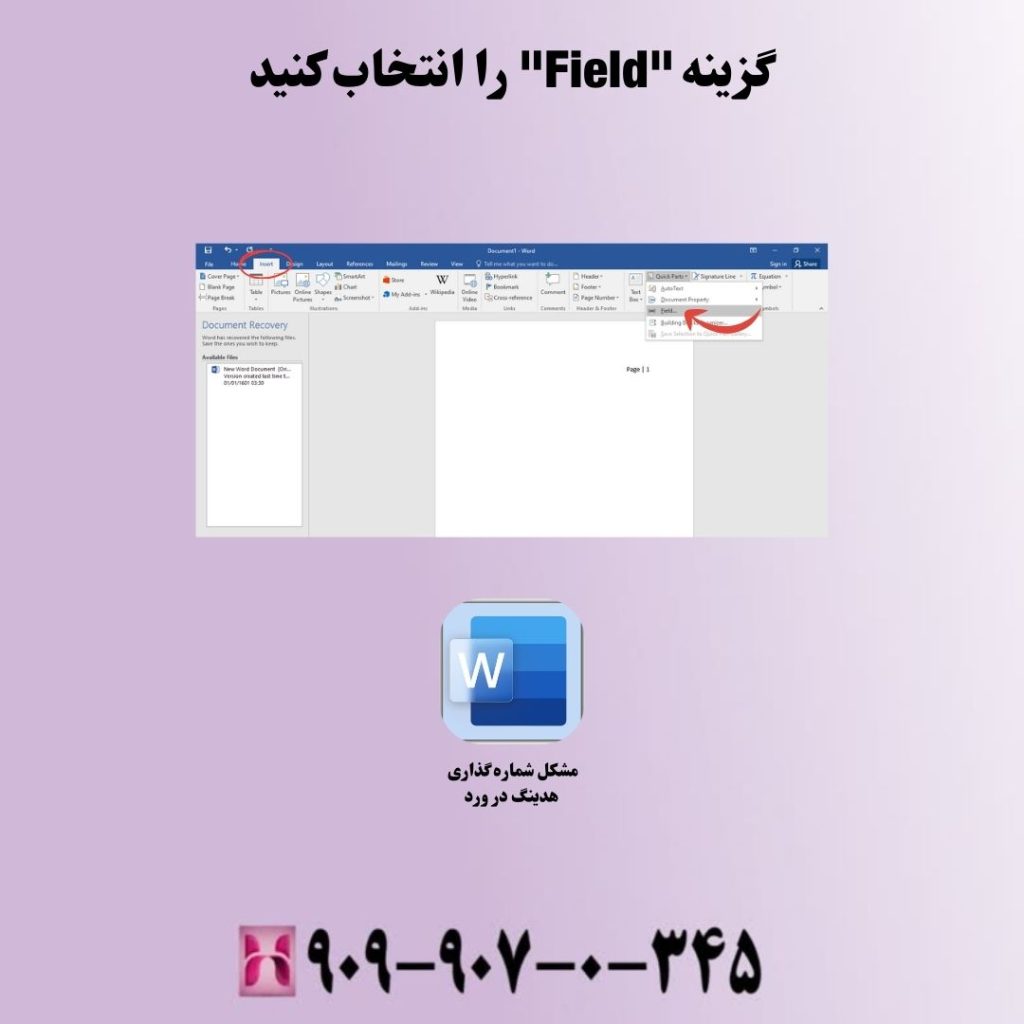 گزینه "Field" را انتخاب کنید