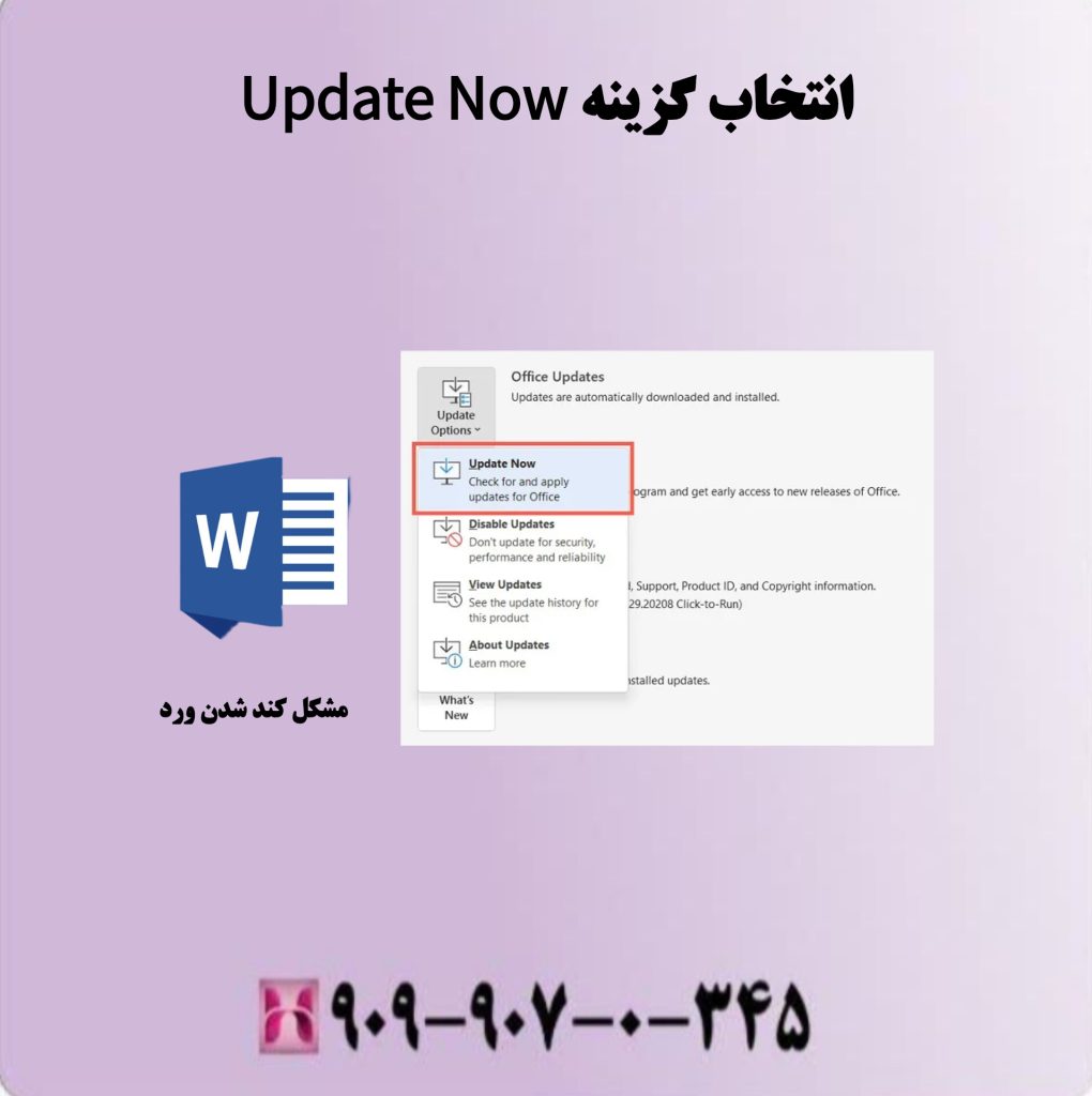 انتخاب گزینه Update Now انتخاب گزینه Update Now