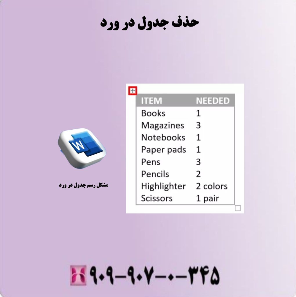 حذف جدول در ورد حذف جدول در ورد