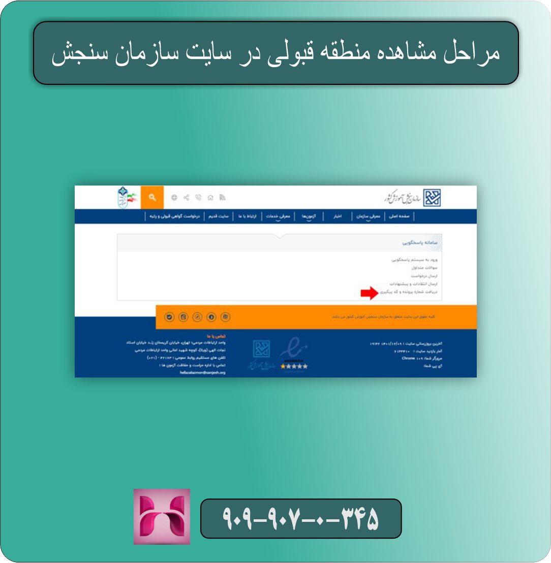 مراحل مشاهده منطقه قبولی در سایت سازمان سنجش